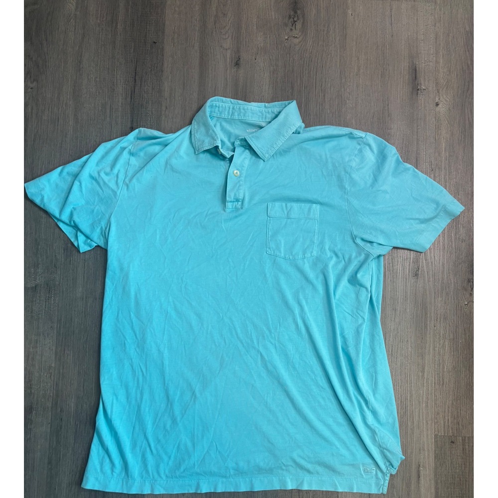 Vineyard Vines Polo Shirt Mens Large Blue Classic Fit Pima Cotton Pocket Logo